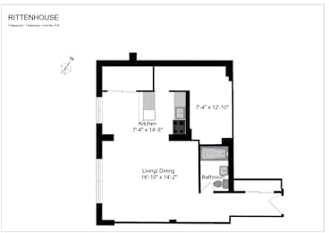 a floor plan of a house with a bedroom and a living room
