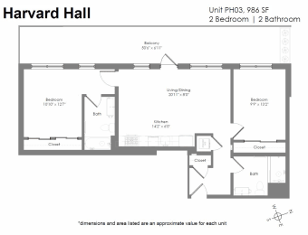 a floor plan of a unit with a bedroom and a bathroom