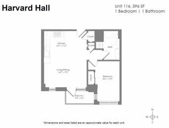 a floor plan of a bedroom apartment