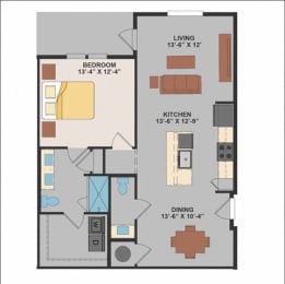 a floor plan of a small apartment  at Luxor Club, Jacksonville, FL, 32258