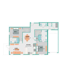 a blue and white floor plan of a house  at Palm Bay Club, Jacksonville, 32258