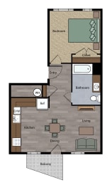 Boulevard 1 story 1 bedroom 1 bathroom Floor Plan apartment