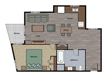  Floor Plan 1 Bedroom C