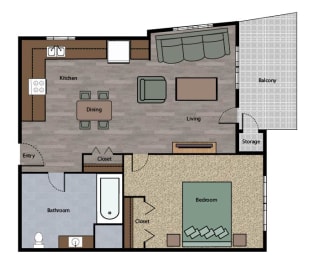  Floor Plan 1 Bedroom D