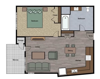  Floor Plan 1 Bedroom E