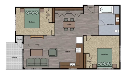  Floor Plan 2 Bedroom A