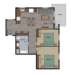  Floor Plan 2 Bedroom B
