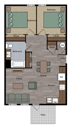 a floor plan of a small apartment with a bedroom and a living room