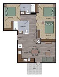 a floor plan of a two bedroom apartment