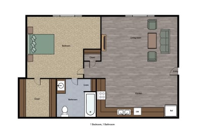 Mutual Housing at Foothill Farms 1 bedroom 1 bath floorplan