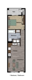 New Harmony Mutual Housing Community 1-bedroom floorplan