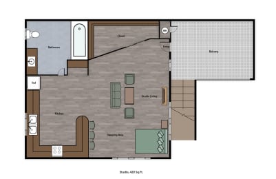 Mutual Housing at the Highlands studio floorplan