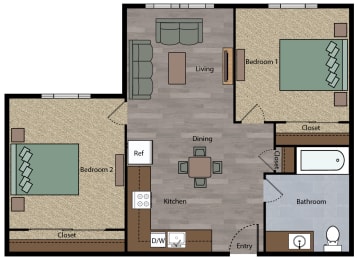  Floor Plan 2 Bedroom Plan B
