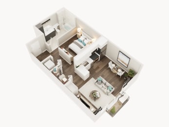 Lux Apartments Floor Plan Open One Bedroom One Bathroom C