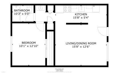 Creekside Apartments 1x1 A 2D Floor Plans