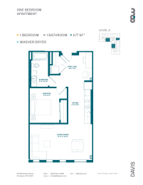 38 Davis_ One Bedroom One Bathroom 677 Sq. Ft.