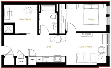 The George Besaw Apartments 1 Bedroom C Floor Plan