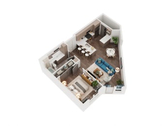 Voda Apartments 3D Floorplan 1-2