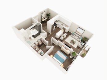 Lux Apartments Floor Plan One Bedroom One Bathroom With Den L