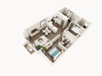 Lux Apartments Floor Plan One Bedroom One Bathroom With Den M-A