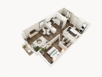 Lux Apartments Floor Plan One Bedroom One Bathroom With Den M