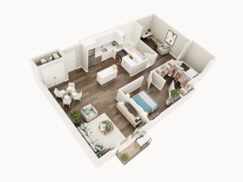 Lux Apartments Floor Plan One Bedroom One Bathroom With Den N