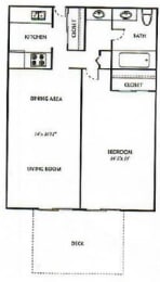 Ventana Apartments and Townhomes 1 Bed 1 Bath Floor Plan