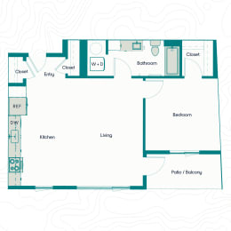 Bo Apartments 1x1 B Floor Plan