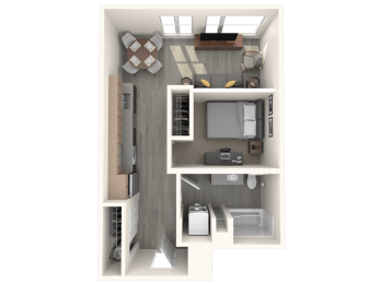 Tilian Open 1x1 B 3D Floor Plan