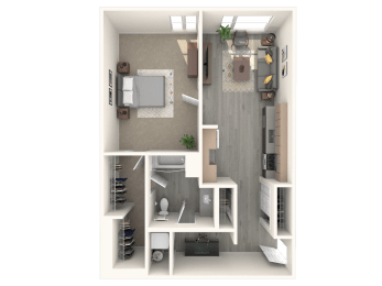 Tilian Open 1x1 D 3D Floor Plan