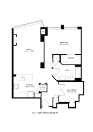 A black and white image of a floor plan for a home.