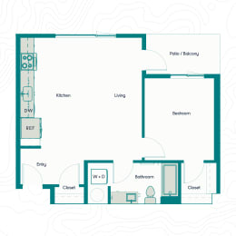 Bo Apartments 1x1 E Floor Plan