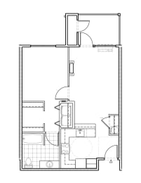The Elwood Apartments Alder One Bedroom One Bathroom Floor Plan