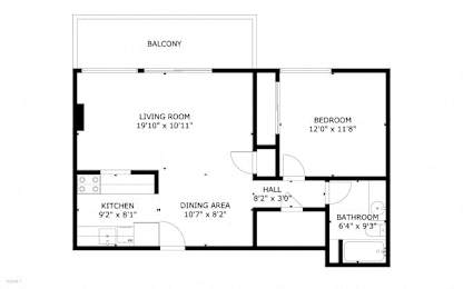 a floor plan of a house with a bedroom and a living room
