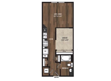 Main Street Flats Apartments Phase II 1x1 E Floor Plan
