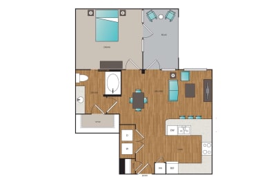 Main Street Flats 1x1 S Floor Plan