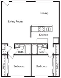Wisteria Walk Apartments 2 Bed 2 Bath Floor Plan