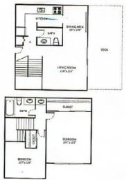 Ventana Apartments and Townhomes 2 Bed Townhome Floor Plan