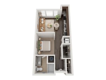 2828 Zuni Apartments in Denver, Colorado Studio A Floor Plan