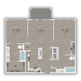 a floor plan of a room with a bedroom and a bathroom