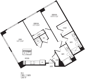 2E0 Floor Plan at TriVista on Speer, Colorado, 80204