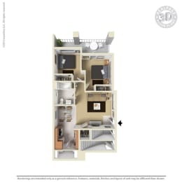 Latitude 2 Bed 1 Bath A Floor Plan