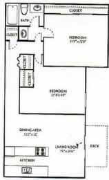 Ventana Apartments and Townhomes 2x1 Floor Plan