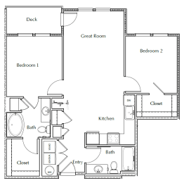 The Vaughn 2D Floor Plan - 2x2 A