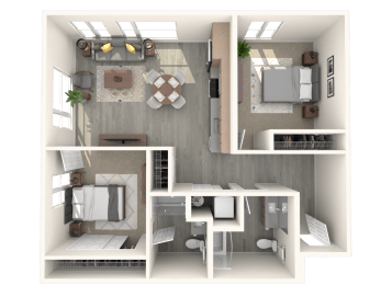 Tilian 2x2 B 3D Floor Plan