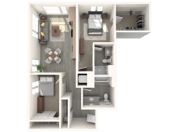 Tilian 2x2 C 3D Floor Plan