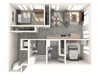 Tilian 2x2 D 3D Floor Plan