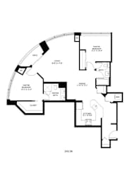 A black and white image of a floor plan for a home.