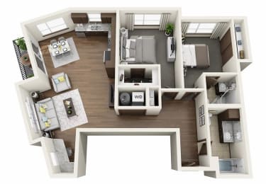 Boathouse Apartments 2x2 H Floor Plan