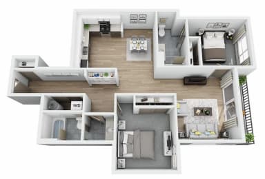 Boathouse Apartments 2x2 I Floor Plan